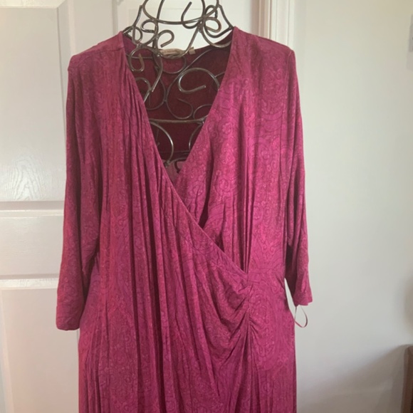 Soft Surroundings Magenta Pink Hyannis Maxi Long Sleeve Dress Size 3X - Picture 3 of 11